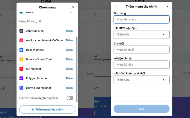 Cách lấy địa chỉ ví EVM trên Metamask 2 Cách lấy địa chỉ ví EVM trên Metamask - Cách thêm mạng