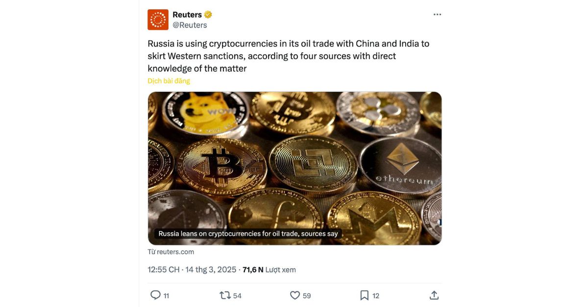 Nga sử dụng Crypto trong giao dịch dầu mỏ với Trung Quốc và Ấn Độ