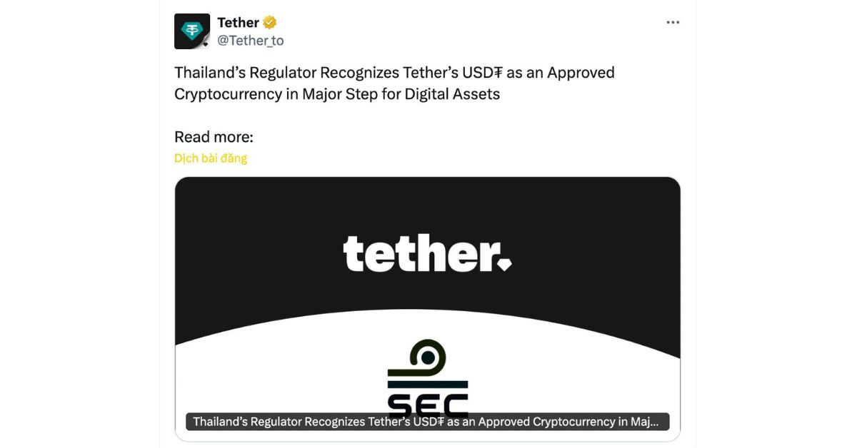 Thái Lan chính thức hợp pháp hóa USDT và USDC