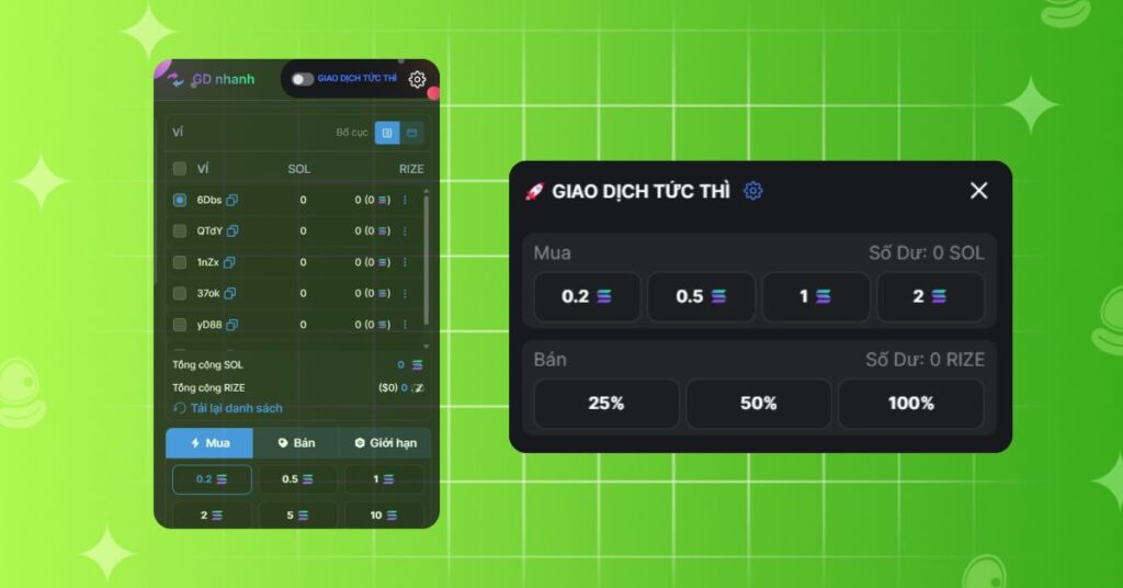 Cách giao dịch meme coin với Meme Zone trên MevX 6 Bật tính năng giao dịch tức thì trên MevX