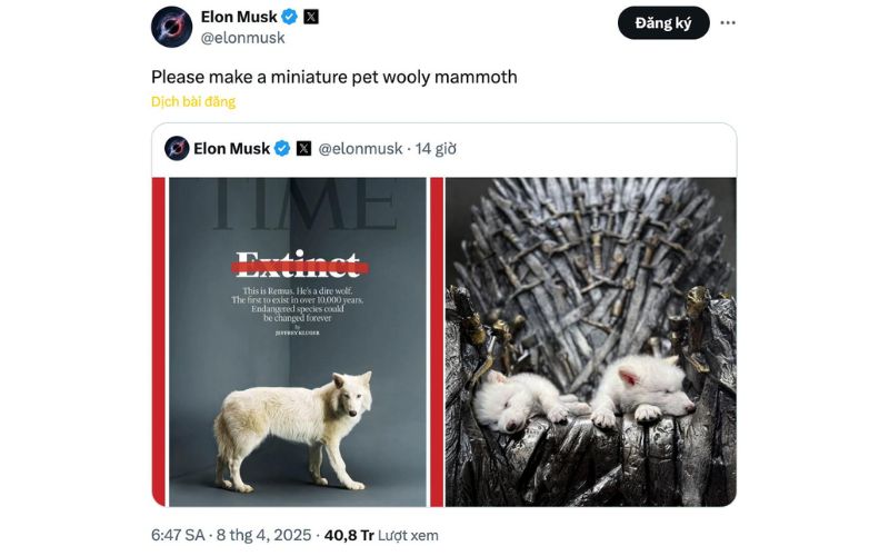 REMUS – Memecoin lấy cảm hứng từ DNA sói cổ đại 4 Elon Musk retweet ảnh từ tạp chí TIME