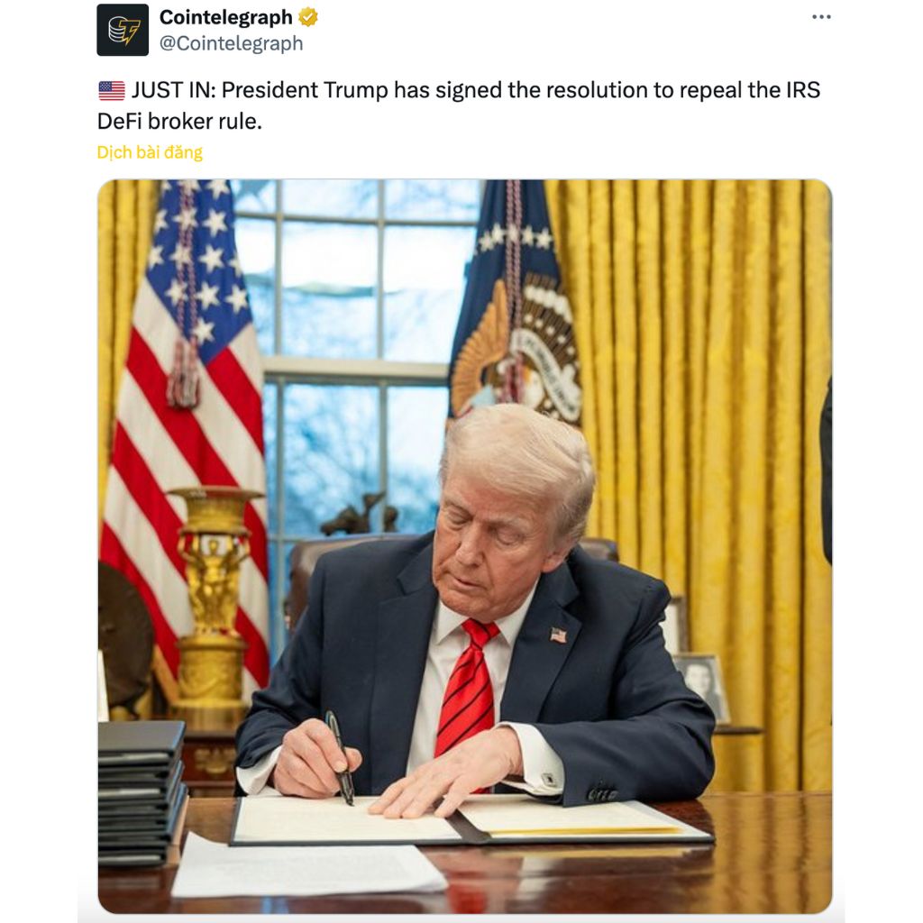 Trump ký nghị quyết bãi bỏ quy định IRS (Nguồn: X)