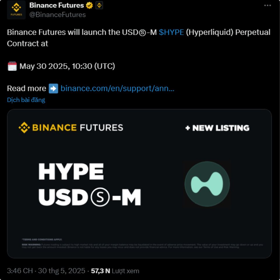Binance ra mắt HYPEUSDT - Hợp đồng vĩnh viễn độc đáo 2 HYPEUSDT 1