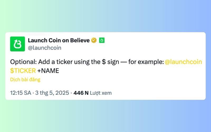 Launch Coin on Believe ($LAUNCHCOIN): Token SocialFi hot nhất 2025 tăng hơn 3.000% 2 Believe tự động tạo Token