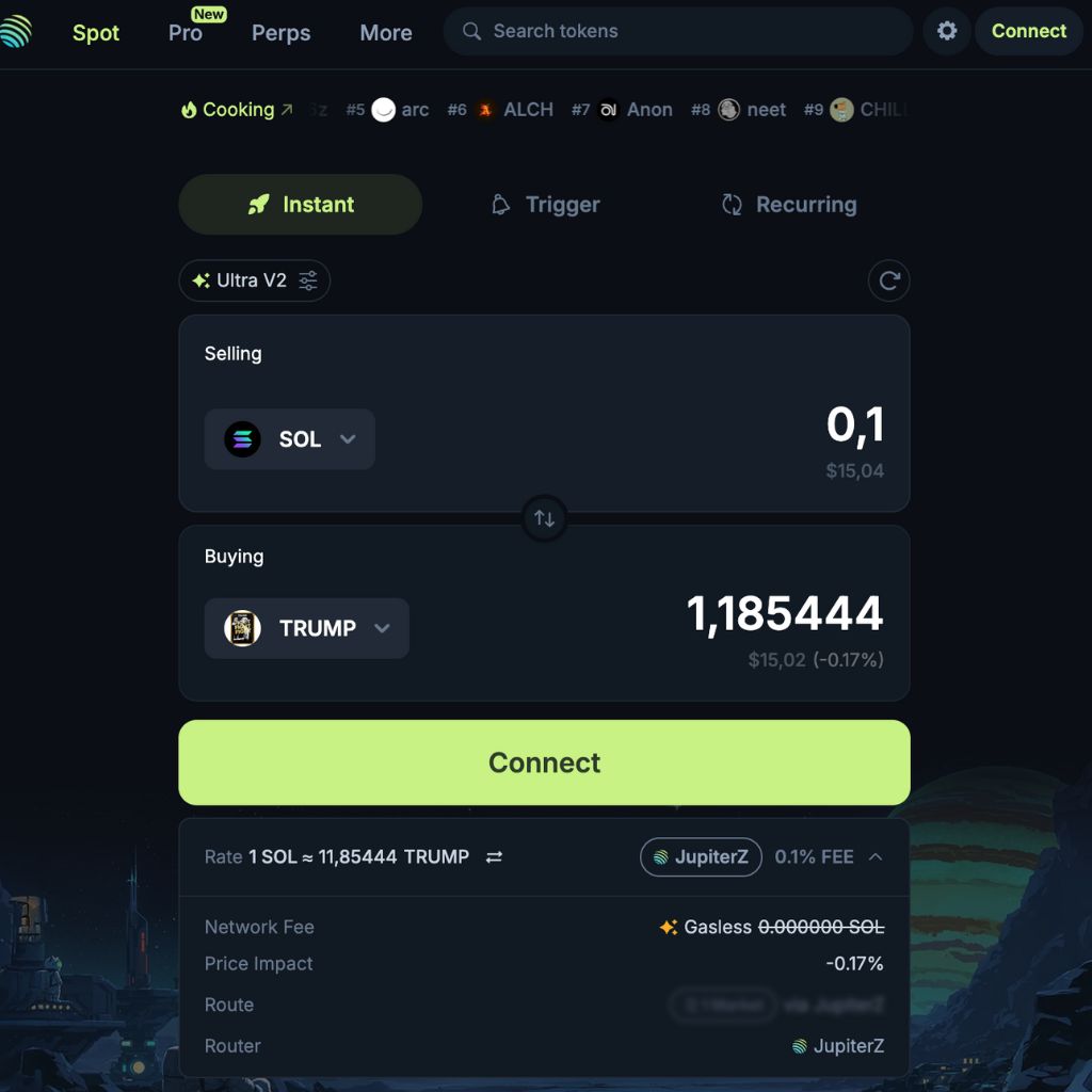 Cách giao dịch Meme Coin trên Uniswap, Raydium, Jupiter cho người mới 4 Giao diện Jupiter