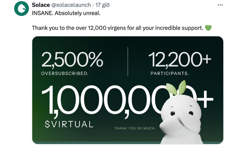 $SOLACE TGE: Hành trình từ quán quân Hackathon đến cú nổ 65M FDV 2 Số lượng người tham gia Solace