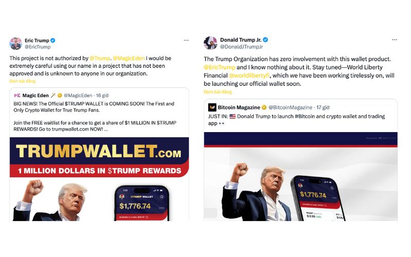 Eric Trump lên tiếng bác bỏ thông tin về ví tiền điện tử Trump 2 2 con trai của Trump bác bỏ ví tiền điện tử Trump