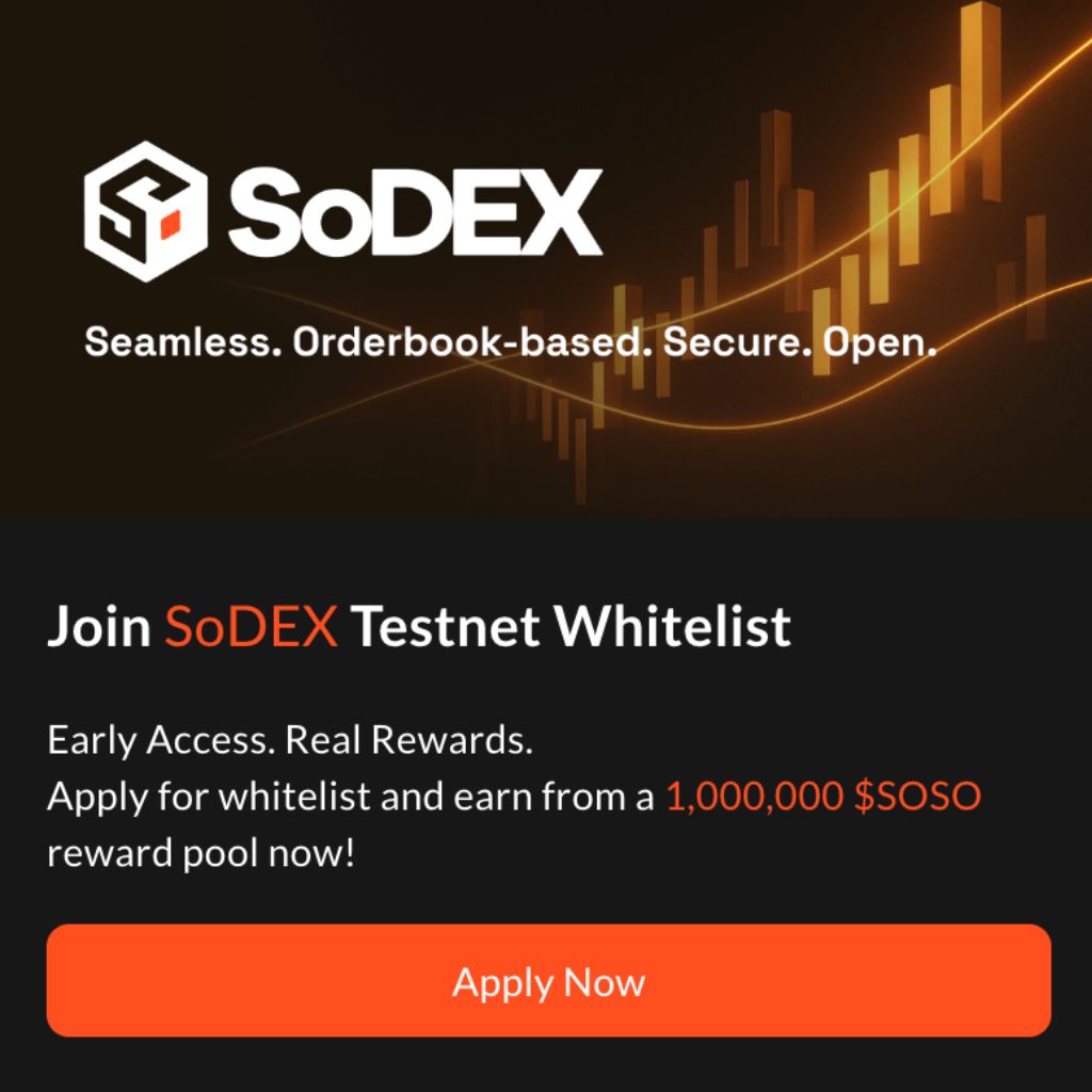 SoSoValue ra mắt SoDEX Testnet, mở đăng ký Whitelist với 1 triệu Token $SOSO 2