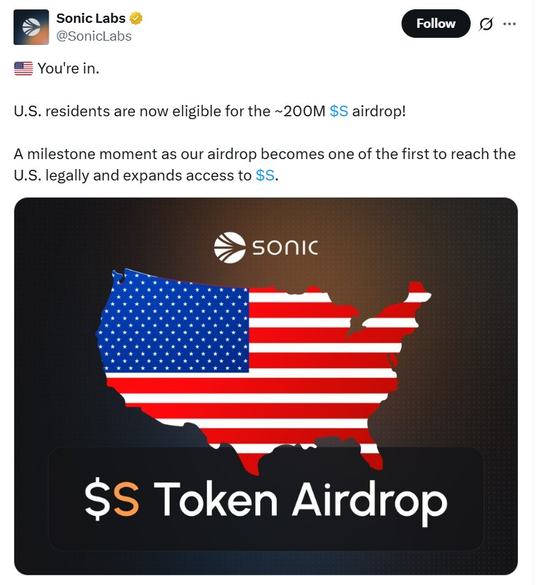 Airdrop Sonic 200 triệu token $S: Đón đầu tương lai Web3! 2 $S TOKEN AIRDROP"