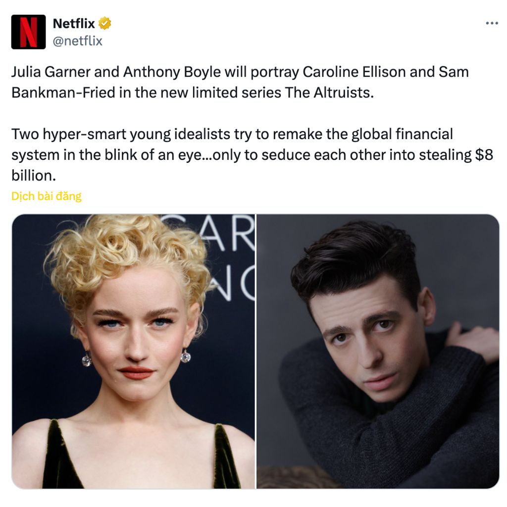 “The Altruists” – Netflix làm series về cú sập FTX và Sam Bankman-Fried 2 Diễn viên The Altruists
