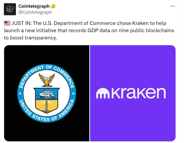Bộ thương mại Hoa Kỳ và Kraken hợp tác